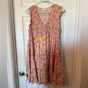 Pink and Yellow Floral Dress